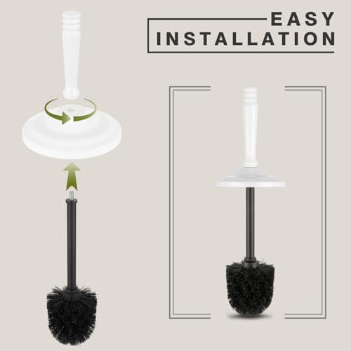 Stainless Steel Toilet Brush and Holder,Toilet Bowl Brush with Long Handle for Bathroom,Toilet Brushes-Space Saving,Covered Brush, Durable, Deep Cleaning,Splash Resistant (White) - color: White