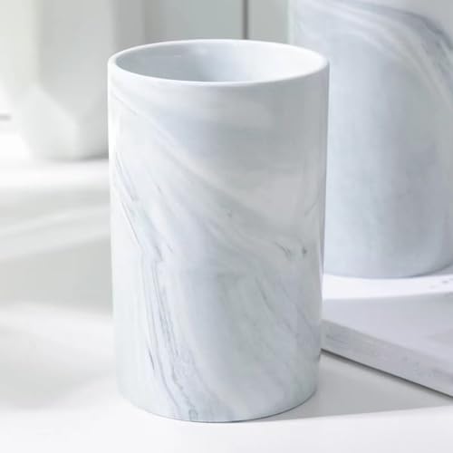Marble ceramic mug, creative toothbrush holder, simple drinking cup. (Grey) - color: Gray