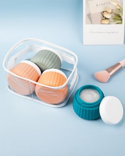 Mrsdry Travel Containers for Toiletries 4 Pack, TSA Approved Travel Size Toiletries, Travel Size Containers, With Clear Bag Leak Proof Silicone Jars, Travel Essentials Creams Jars Carrying Small Items - color: Ocean Sunset, size: 3 oz