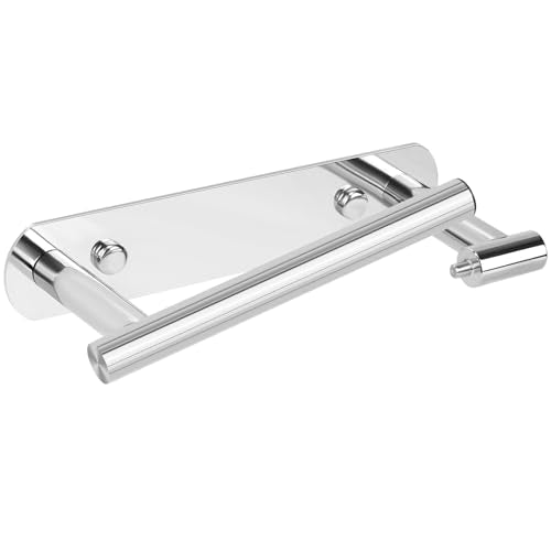 YUET Toilet Roll Holder, Self Adhesive or Screw In Wall Mounted Options, Double Post Pivoting Tissue Roll Holder, Stainless Steel Rustproof Stick On No Drilling Wall Mount for Bathroom Poilshed Chrome - color: Chrome-pivoting