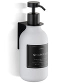 Shower Shampoo Dispenser Wall Mounted – Refillable 16.9 oz White Bottle with Stainless Steel Pump & No-Drill Adhesive Holder – Soap Dispenser for Bathroom (1 X White/Black) - color: 1 X White/Black