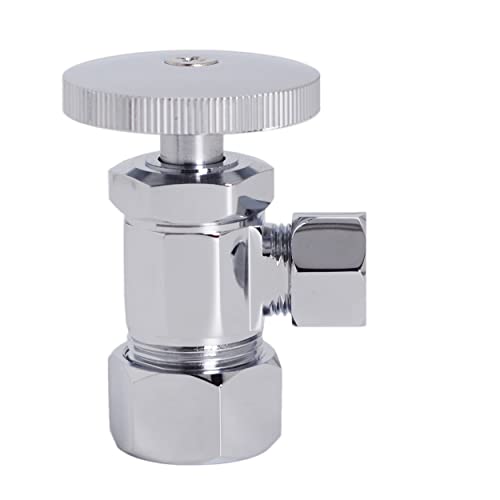 Westbrass Round Handle Angle Stop Shut Off Valve, 1/2" Copper Pipe Inlet with 3/8" Compression Outlet, Polished Chrome, D105-26 - color: Polished Chrome, size: 1 Pack