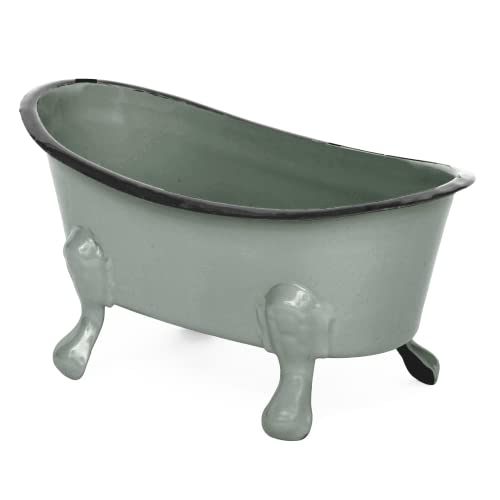 Rustic Enamel 1 Piece 5.5" Metal Clawfoot Mini Bathtub Soap Dish Mini Bath Tub Decoration Clawfoot Tub Soap Caddy Grey - color: Grey