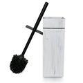 Black Line Design Resin Toilet Bowl Holder and Brush Set, Stylish Bathroom Cleaning Tool with Durable Bristles, Compact and Functional - style: Black Lined