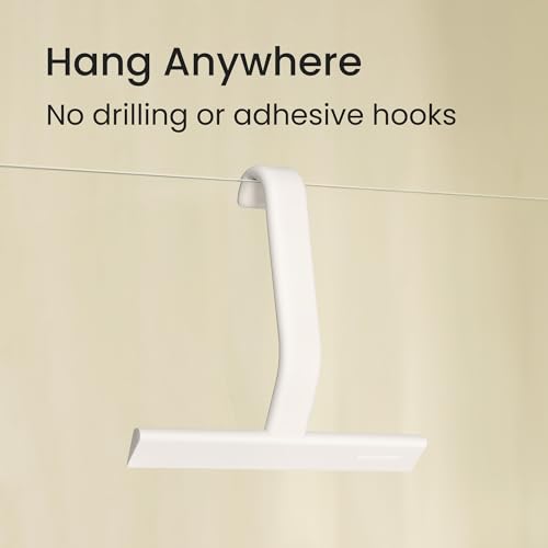 dancemoon JustHang Shower Squeegee for Glass Doors, All-One-Piece Award-Winning Silicone Squeegee with Built-in Hook for Bathroom, Window, Mirror, Tile Wall,Car, Streak-Free Cleaner Tool,10-Inch White - color: Classic White, size: 10 Inches