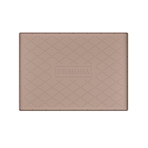 URMONA 28" x 22" Waterproof Silicone Mat in Multiple Sizes & Colors, Under Sink Mat for Kitchen & Bathroom, Pet Food Pad for Dogs & Cats, Kitchen Cabinet Liner, Multi-Purpose for Storage(Khaki) - color: Khaki, size: 22"W x 28"L