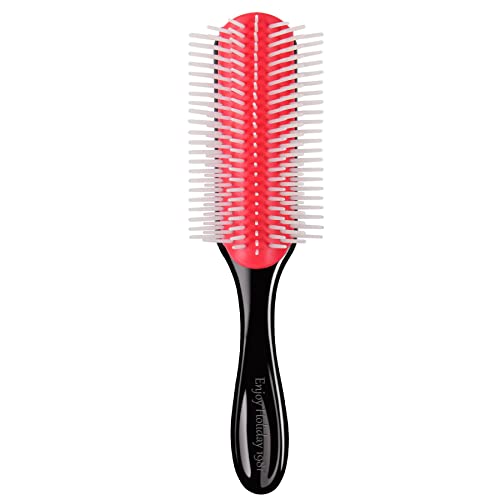 Hair Brush for Women Men Curly Wet or Dry Hair Classic Detangling Brushes 7 Row for Natural Thick Hair, Blow Styling Separating, Shaping Defining Curls Tools Travel Bristle Black Hairbrush - color: Red 7 Row