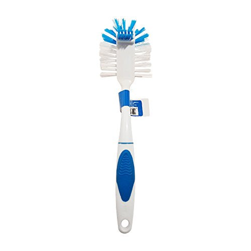 Brush Set, Includes 3 All Purpose Scrub Brushes for Cleaning Kitchen or Bathroom, White and Blue