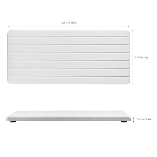 NiuYichee 2 PCS Water Absorbent diatomite Coasters, 12.2" x 5.5" Water Absorbing Stone Tray for Sink, Stone Drying mat for Kitchen Counter, Stone soap Tray Used for Hand Soaps & toiletries & Plants - color: White, size: 12.2 x 5.5 inches