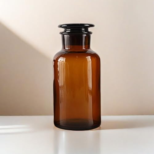 Lab Glass Storage Bottles with Lids, 3 Pcs 125ml Wide Mouth Glass Storage with Ground Stopper, Used for Lab, Home Decorative(Amber)