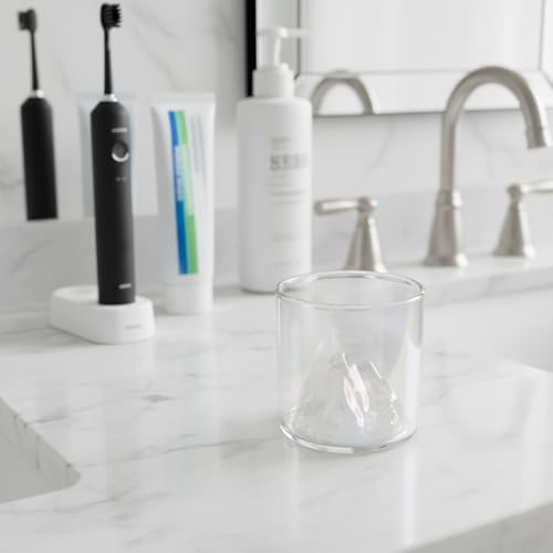 Purelite 2 pcs Glass Mouthwash Cups for Rinsing Bathroom Brushing Cup | Reusable Mouth Wash Cup | Iridescent Tumbler with Mountain Design 6 fl oz
