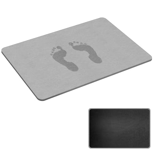 THMINS Non-Slip Stone Bath Mat with Rubber Bottom, 24''x16'' Diatomaceous Earth Shower Mat, Super Absorbent, Self-Quick-Drying, Easy to Clean for Bathroom/Ktichen, Gray - color: Gray 1 Pack