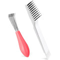 Boao 2 Pcs Hair Brush Cleaning Tool Set,2-in-1 Double Headed Hair Brush Comb,Metal Toothed Cleaner Dirt Remover, Portable Hairbrush Cleaner Tool for Removing Dust Home Salon Use(Pink and White) - color: Pink and White