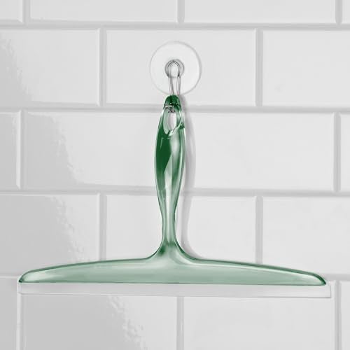 iDesign Bathroom Plastic Shower Squeegee with Wall Hook - Clear/Green - color: Clear/Green, style: Pack of 1