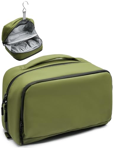 Large Hanging Travel Toiletry Bag for Men Women, Water-resistant Dopp Kit | 6L Large Capacity Wide Open Cosmetic Makeup Bag Bathroom Shower Bags for Toiletries, Grooming, Shaving Organizer Bag - color: Green