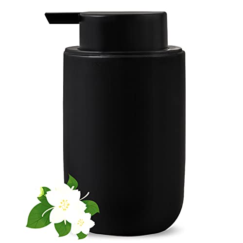 Black Soap Dispenser - Modern Ceramic Hand Dish Soap Dispenser for Bathroom Refillable Liquid Hand Soap Dispenser with Soap Pump for Essential Oil, Lotion Soap for Farmhouse Decor Dish - color: Black, size: Liquid dispenser