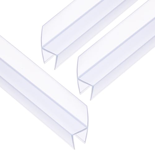 uxcell Shower Door Side Seal, H-Type Shower Door Sweep for 3/8" Glass 78.5" Long (15.7" x 5 Pcs), 3 Section Segmented Frameless Glass Door Seal Strip, Stop Shower Leaks, Clear - size: 3/8" Glass 78.5" Long