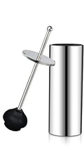 Chrome Toilet Plunger with Holder Bathroom Metal Canister Holder Drip Cup, Heavy Duty, Deep Cleaning Silver - color: Silver