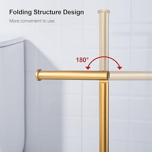 BAGNOLUX Bathroom Toilet Paper Holder Stand with Reserve, SUS304 Stainless Steel Rustproof Pedestal Tissue Roll Holder Heavy Duty (Brushed Brass) - color: Brushed Brass