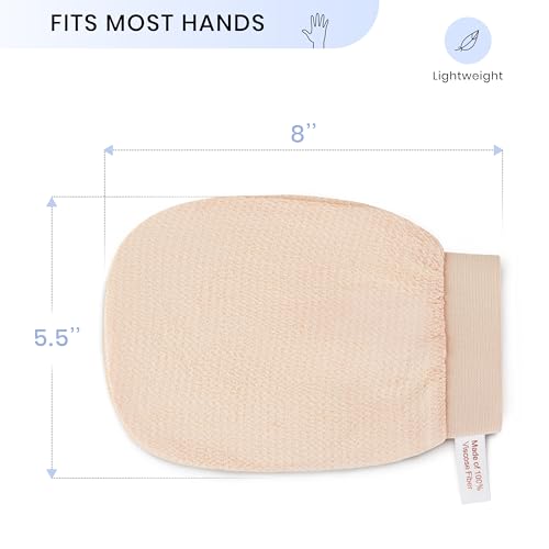 SimpleField Korean Exfoliating Mitt for Remove Dead Skin. 2 Pack 100% Viscose Kessa Deep Exfoliating Gloves for Body Scrub, Keratosis Pilaris & Self Tanning Removal. Smooth Skin Surface. (Muted Peach) - style: 2 Piece Muted Peach