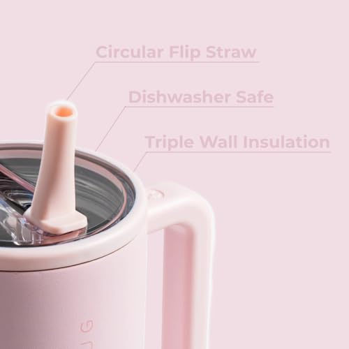 HydroJug Traveler 32oz, Insulated Tumbler with Handle & Straw, Pink Sand - color: Pink Sand, size: 32 Ounces