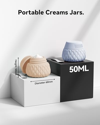 Silicone Travel Bottles for Toiletries 8 Pack Travel Size Toiletries 3.4 oz 1.7 oz, Leakproof Squeeze Travel Size Containers Refillable Cosmetic Jars Set for Shampoo, Conditioner, Creams - color: Muted Cloudy-3.4oz/1.7oz