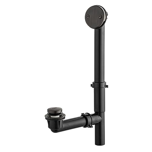 Artiwell 1-1/2" Black Tubular Bath Drain Kit with Tip-Toe Bath Drain Stopper, Touch-Toe Tub Drain, Tip Toe Bathtub Drain Waste and Overflow With Plug and Bathtub Overflow Drain Cover,Oil Rubbed Bronze - color: Oil Rubbed Bronze
