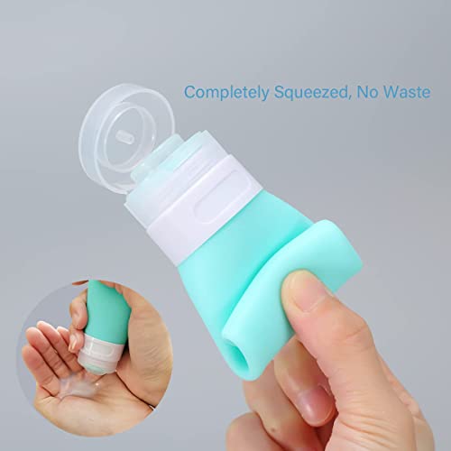 2 Pcs Silicone Travel Bottles,2oz Leak Proof Refillable Squeeze Containers with Transparent Carry Bag,Small Empty Travel Size Bottles for Shampoo,Conditioner,Lotion,Toiletries - color: 2oz Green White