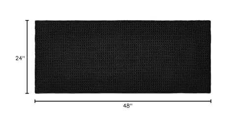 TYUU Black Bathroom Rug, Waffle Bath Mat Non Slip Washable Super Absorbent Quick Dry Boho Farmhouse Bathroom Decor, 48"x24" Black - color: Black, size: 2' X 4' (Rectangular)