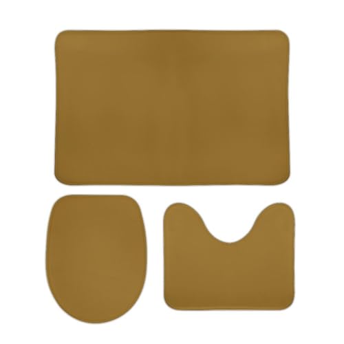 Bathroom Rugs Set 3 Piece Minimal Gold Elegant Bath Rug Mat Set, Non Slip Absorbent Bathroom Decor Mat, Toilet Lid Cover & U Shaped Contour Rug - color: Gold Elegant, size: 1'8" x 2'6" (Rectangular)