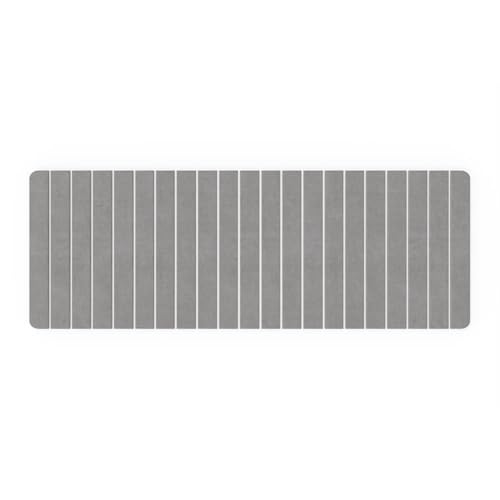 Pemberly Row 58x21 Modern Diatomite Stone Bath Mat, Gray Finish, Quick Drying Slatted Design, Highly Absorbent for Bathroom Floor or Shower Use, Extra Large Size