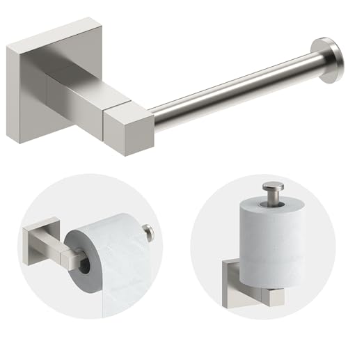 RUACQ Toilet Paper Holder Wall Mount,Square Base Tissue Roll Holder for Bathroom,Toilet Roll Holder Stainless Steel(Brushed Nickel) - color: Brushed Nickel, size: Wall Mount