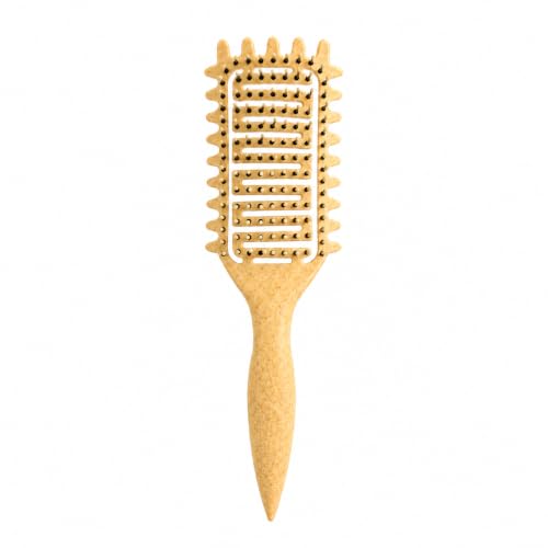 Curl Defining Brush for Curly Hair, Vented Detangling Hair Brush for Wet and Dry Styling, Curved Brush for Shaping and Smoothing Curl Clumps, Lightweight Hair Brush （Yellow） - color: Yellow