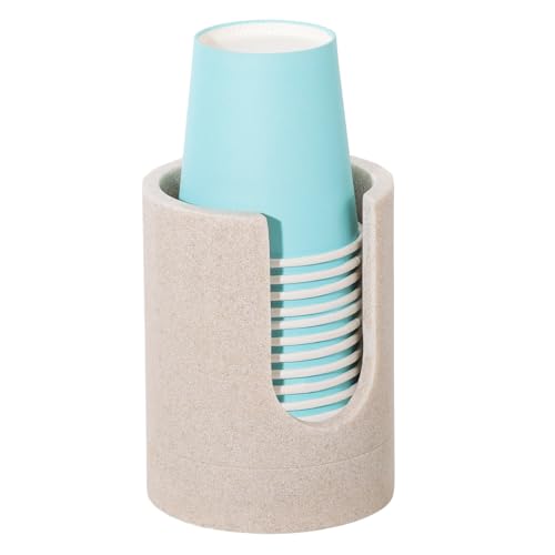 Luxspire Bathroom Cup Dispenser, 3oz Dixie Cup Dispenser, Resin Dixie Cup Holder, Disposable Paper Cup Holder for Bathroom, Cotton Pad Holder, Guest Bathroom Essentials, Beige - color: Beige, size: 3oz