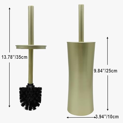 Vince Camuto Toilet Bowl Brush with Holder, Durable Bathroom Cleaning Tool, Modern Design for Easy Toilet Maintenance, Bathroom Cleaner Brush for Efficient Cleaning and Hygiene - color: Satin Matte Gold