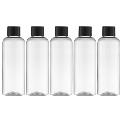 Tekson Plastic Travel Bottles 3.4 oz, Travel Size Containers for Shampoo, Empty Mouthwash Bottles with Black Screw Cap (100ml, Clear) - color: Black