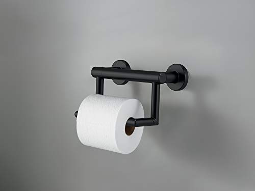Delta Contemporary (1-Pack) Toilet Paper Holder w/ Assist Bar ADA Compliant Matte Black Bathroom Safety Handle | Wall Mount 300 lb Capacity, Balance, Handicap Grip 41550-BL - color: Matte Black, size: (Pack of 1)