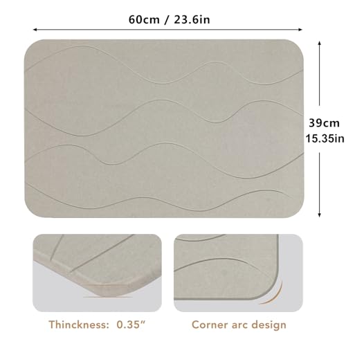 Stone Bath Mat, Diatomaceous Earth Shower Mat, Non-Slip Super Absorbent Quick Drying Bathroom Floor Mat, 2 Pack, Grey White - color: Grey White