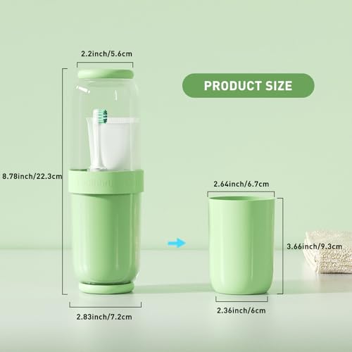 Toothbrush Cup with Cover, Travel Toothbrush Case Portable Toothbrush Holder for Traveling Business Camping School Bathroom (Green) - color: Green