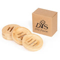 4 Pieces Bamboo Soap Dish Holders - Round Natural Wooden Soap Trays, Rustic Bathroom Accessories, Eco-Friendly Drainable Soap Savers for Sink, Kitchen, Shower