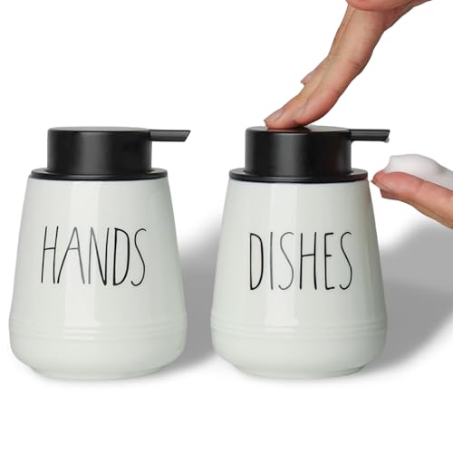 Ceramic Soap Dispenser Set, 13oz Wash Soap Dispenser (Foam-Hands & Dishes) - color: Foam-hands & Dishes