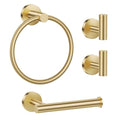 Lairuier Bathroom Hardware Set, 4-Piece Towel Holder Set Include Toilet Paper Holder,Towel Ring and 2 Towel Hooks Stainless Steel Wall Mounted Bathroom Hardware Accessories Set (Brushed Gold) - color: Brushed Gold, size: Set A