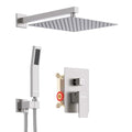 KOJOX Shower System with High Pressure 12 Inch Rainfall Shower Head, Handheld Shower head and Shower Faucet Trim valve, Bathroom Luxury Rain Mixer Shower Set Wall Mounted Brushed Nickel - color: Brushed Nickel, size: 12''