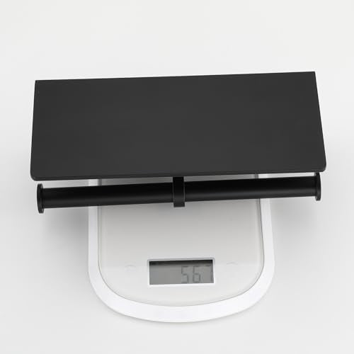 Toilet Paper Holder - Double Rolls Toilet Tissue Holder with Phone Shelf for Bathroom - TP Roll Holder with Wipes Storage, Wall Mounted by Adhesive Pad No Drilling or Screw - Matte Black - color: Black-2 Rolls