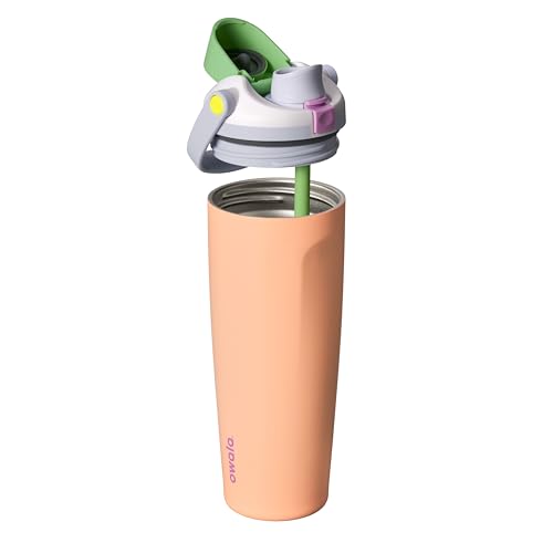 Owala FreeSip Sway Insulated Stainless Steel Water Bottle with Two-Way Spout, Built-In Straw and Bucket Handle, Made for Travel, School, and Sports, 30oz, BPA Free, Leak Proof, Peachy Keen - color: Peachy Keen, size: 30 Ounces