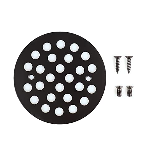 4-1/4 Inch Screw-in Round Floor Drain Cover Replacement Shower Drainer Grates (Black) - color: Black