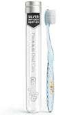 Nano-b Manual Toothbrush for Adults with Sensitive Gums, Silver Soft/Medium Bristles, Travel Case, Blue - color: Blue, style: Silver Bristles