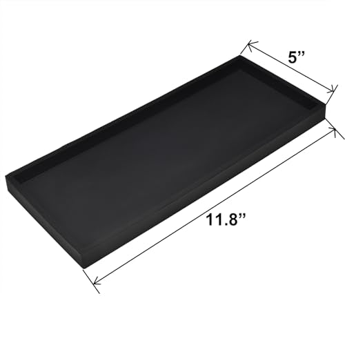 DNC Bathroom Vanity Tray for Counter, 2PC 11.8" Silicone Kitchen Sink Soap Tray for Countertop Dish Holder Dispenser Toilet Tank Desk Organizer Black - color: Black(2pc Large 11.8”), size: 11.8" x 5" x 0.7"