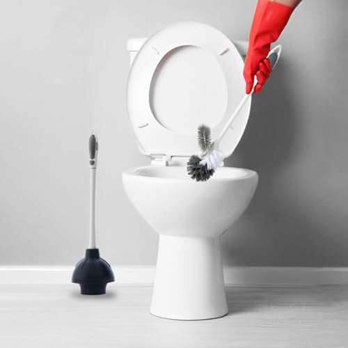 Superio Sink & Toilet Plunger with Toilet Bowl Brush and Holder Set - Dual-Purpose Drain Plunger with Mold-Resistant Rubber Head & Ergonomic Grip - size: Toilet Brush and Plunger Set
