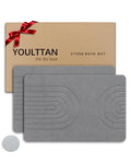 Home Bath Stone Mat 24"x16" (2-Pack) – Quick-Dry, Non-Slip Diatomaceous Earth Mat, Stylish & Absorbent, Gray Semicircle - color: Grey